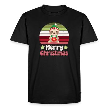 Noël paresseux - T-shirt Premium bio Homme - noir - Devant - Nico (187cm)