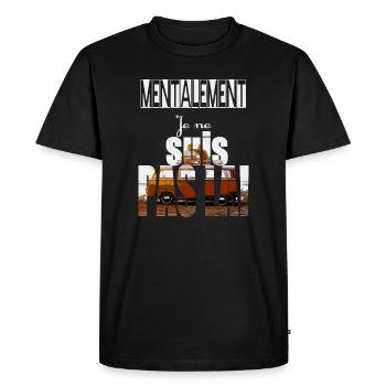 Mentalement je ne suis pas là ! - T-shirt Premium bio Homme - noir - Devant - Nico (187cm)