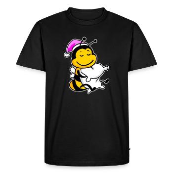 Bee with pillow and sleeping cap - Men's Premium Organic T-Shirt - black - Front - Nico (187cm)