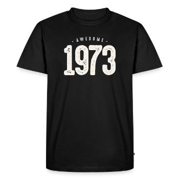 Typographie vieillie vieillie de 1973 - T-shirt Premium bio Homme - noir - Devant - Nico (187cm)