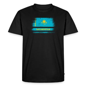 Kazakhstan vintage flag design - Men's Premium Organic T-Shirt - black - Front - Nico (187cm)
