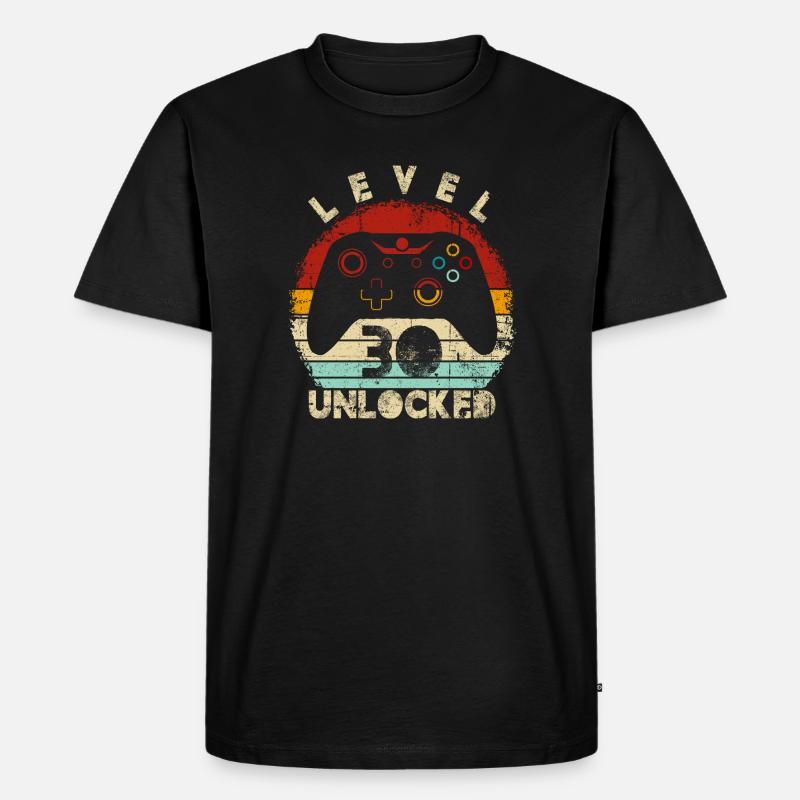 Levelfreigeschalteter Controller Retro - Männer Premium Bio T-Shirt - Schwarz