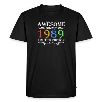 1989 - Né en 1989 - T-shirt Premium bio Homme - noir - Devant - Nico (187cm)