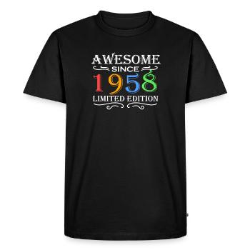 1958 - Né en 1958 - T-shirt Premium bio Homme - noir - Devant - Nico (187cm)