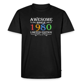 1980 - Né en 1980 - T-shirt Premium bio Homme - noir - Devant - Nico (187cm)