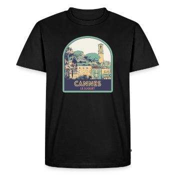 Quartier du Suquet à Cannes en France - T-shirt Premium bio Homme - noir - Devant - Nico (187cm)