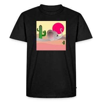 PAYSAGE DÉSERTIQUE D’ÉLÉPHANTS - CACTUS - T-shirt Premium bio Homme - noir - Devant - Nico (187cm)