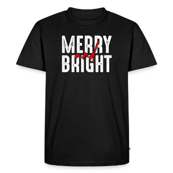 Merry and Bright Christmas Script - Men's Premium Organic T-Shirt - black - Front - Nico (187cm)