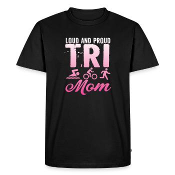 Triathlète Tri Mom bruyante et fière - T-shirt Premium bio Homme - noir - Devant - Nico (187cm)