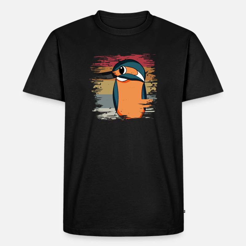 Eisvogel Blauer Vogel Retro - Männer Premium Bio T-Shirt - Schwarz