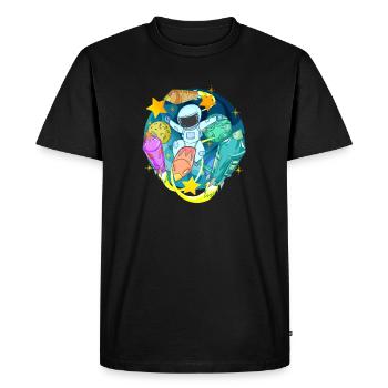 Astronaute dans l’espace avec des fusées - T-shirt Premium bio Homme - noir - Devant - Nico (187cm)