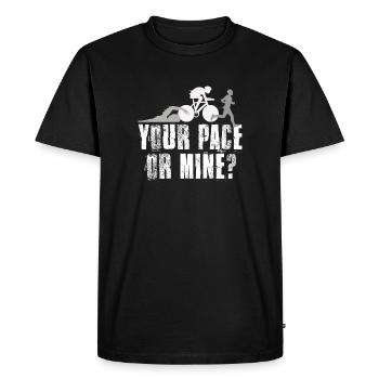 Votre rythme ou mon triathlon - T-shirt Premium bio Homme - noir - Devant - Nico (187cm)