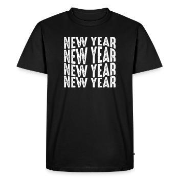 New Year Repeated Text Pattern - Men's Premium Organic T-Shirt - black - Front - Nico (187cm)
