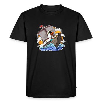 Mouette dans le bateau - T-shirt Premium bio Homme - noir - Devant - Nico (187cm)