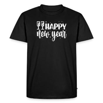 New Year Festive Script & Snowflakes - Men's Premium Organic T-Shirt - black - Front - Nico (187cm)