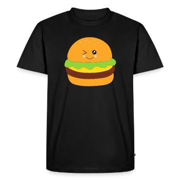 Kawaii, burgers, restauration rapide - T-shirt Premium bio Homme - noir - Devant - Nico (187cm)