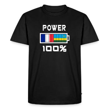 Rwanda et France Power 100 - T-shirt Premium bio Homme - noir - Devant - Nico (187cm)