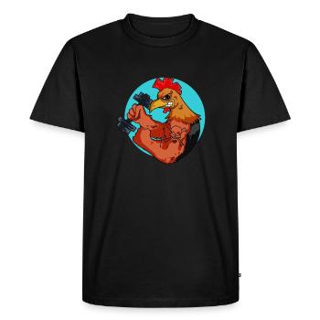 Strong Muscle Chicken Fitness Gym Chickens - Men's Premium Organic T-Shirt - black - Front - Nico (187cm)