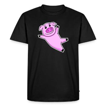 Pig Cute - Men's Premium Organic T-Shirt - black - Front - Nico (187cm)