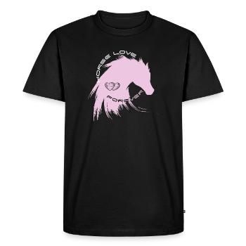 Cheval Amour Équitation Sport Cheval Amour Pink Mane Gir - T-shirt Premium bio Homme - noir - Devant - Nico (187cm)