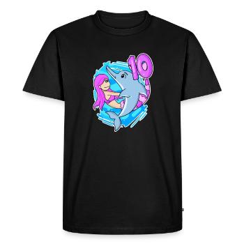10ème anniversaire fille 10 ans sirène - T-shirt Premium bio Homme - noir - Devant - Nico (187cm)