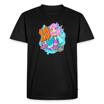 Fille de 10 ans sirène de 10 ans - T-shirt Premium bio Homme - noir - Devant - Nico (187cm)