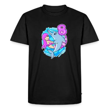 8ème anniversaire Fille de 8 ans Sirène - T-shirt Premium bio Homme - noir - Devant - Nico (187cm)