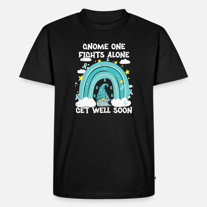 Gnome One Fights Alone Gebärmutterkrebs - Männer Premium Bio T-Shirt - Schwarz