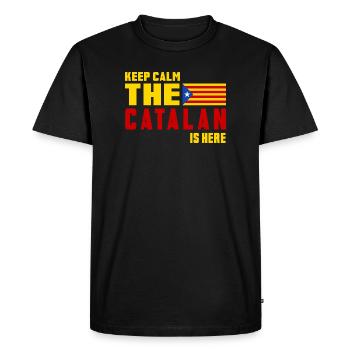 Keep Calm Catalonia flag design - Men's Premium Organic T-Shirt - black - Front - Nico (187cm)