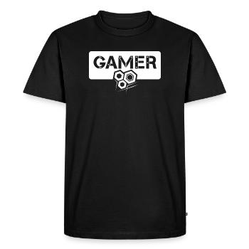 gamer gears icon logo icon graphic shield - Men's Premium Organic T-Shirt - black - Front - Nico (187cm)