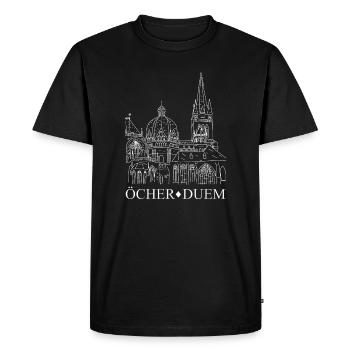 Öcher Duem, Cathédrale d’Aix-la-Chapelle, Platt, dessin - T-shirt Premium bio Homme - noir - Devant - Nico (187cm)