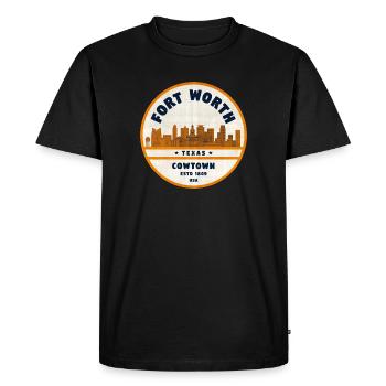Silhouette de l’emblème de Fort Worth Cowtown - T-shirt Premium bio Homme - noir - Devant - Nico (187cm)