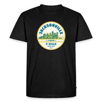 Jacksonville Skyline Crest - Men's Premium Organic T-Shirt - black - Front - Nico (187cm)