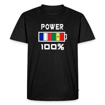 Sénégal et France Power 100 % - T-shirt Premium bio Homme - noir - Devant - Nico (187cm)