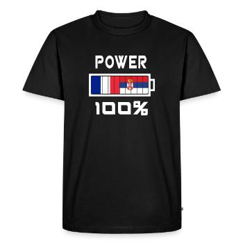 Serbia and France Power 100% - Men's Premium Organic T-Shirt - black - Front - Nico (187cm)