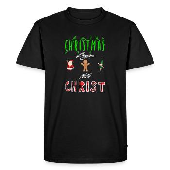 Christmas begins with Christ - Men's Premium Organic T-Shirt - black - Front - Nico (187cm)