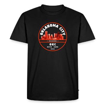 Insigne de la Skyline d’Oklahoma City - T-shirt Premium bio Homme - noir - Devant - Nico (187cm)