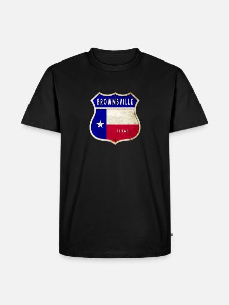 Brownsville Texas Crest Flag Design - Men's Premium Organic T-Shirt - black