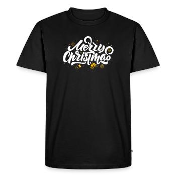 Écriture et Ornements de Joyeux Noël - T-shirt Premium bio Homme - noir - Devant - Nico (187cm)