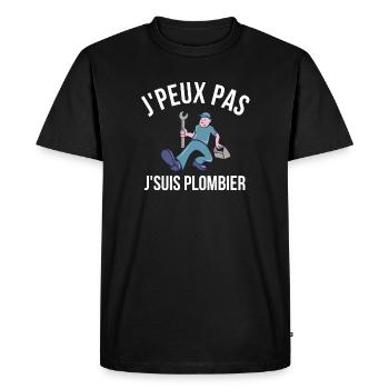plombier, je suis plombier, plomberie - T-shirt Premium bio Homme - noir - Devant - Nico (187cm)