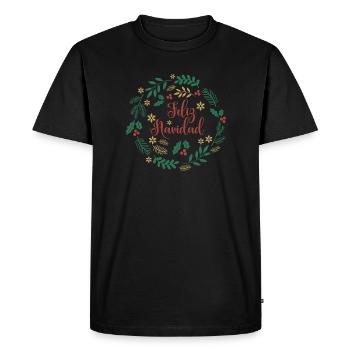 Playera Feliz Navidad Camiseta Joyeux Noël - T-shirt Premium bio Homme - noir - Devant - Nico (187cm)