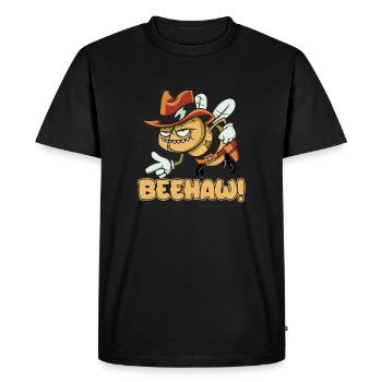 Abeille Beehaw avec chapeau de cow-boy Yeehaw - T-shirt Premium bio Homme - noir - Devant - Nico (187cm)