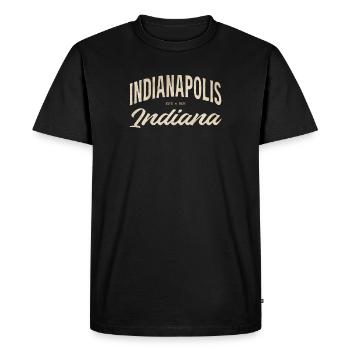 Vintage Indianapolis Script Logo - Men's Premium Organic T-Shirt - black - Front - Nico (187cm)