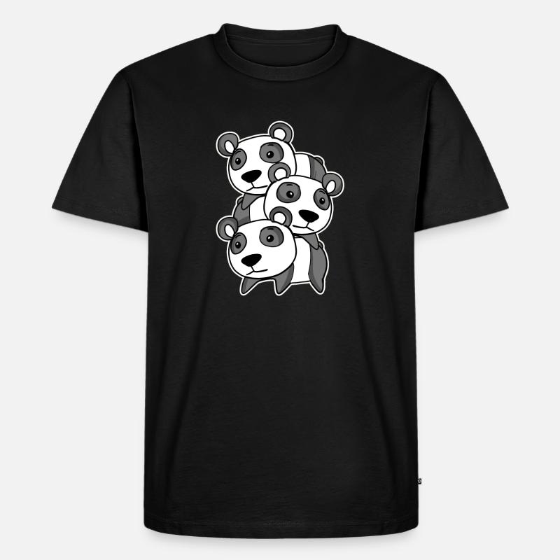 Niedliche Pandas - Männer Premium Bio T-Shirt - Schwarz