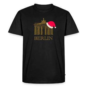 Berlin Noël Porte de Brandebourg - T-shirt Premium bio Homme - noir - Devant - Nico (187cm)