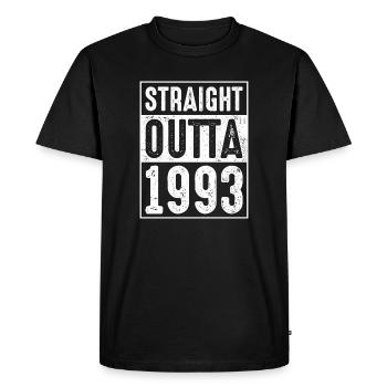 Timbre rétro 1993 - T-shirt Premium bio Homme - noir - Devant - Nico (187cm)