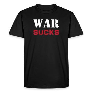 T-shirt slogan La guerre craint l’antimilitarisme - T-shirt Premium bio Homme - noir - Devant - Nico (187cm)