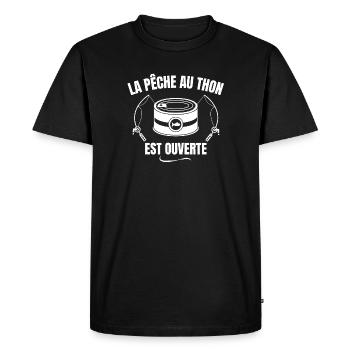pêche, fan de pêche, je suis pêcheur - T-shirt Premium bio Homme - noir - Devant - Nico (187cm)
