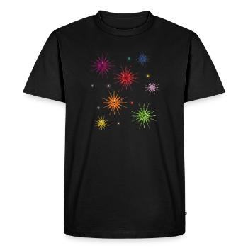 Des étoiles colorées dans le ciel étoilé - T-shirt Premium bio Homme - noir - Devant - Nico (187cm)
