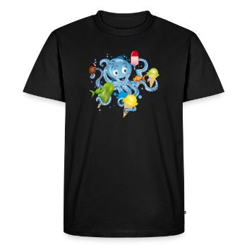 poulpe frais avec beaucoup de crème glacée sous l’eau - T-shirt Premium bio Homme - noir - Devant - Nico (187cm)